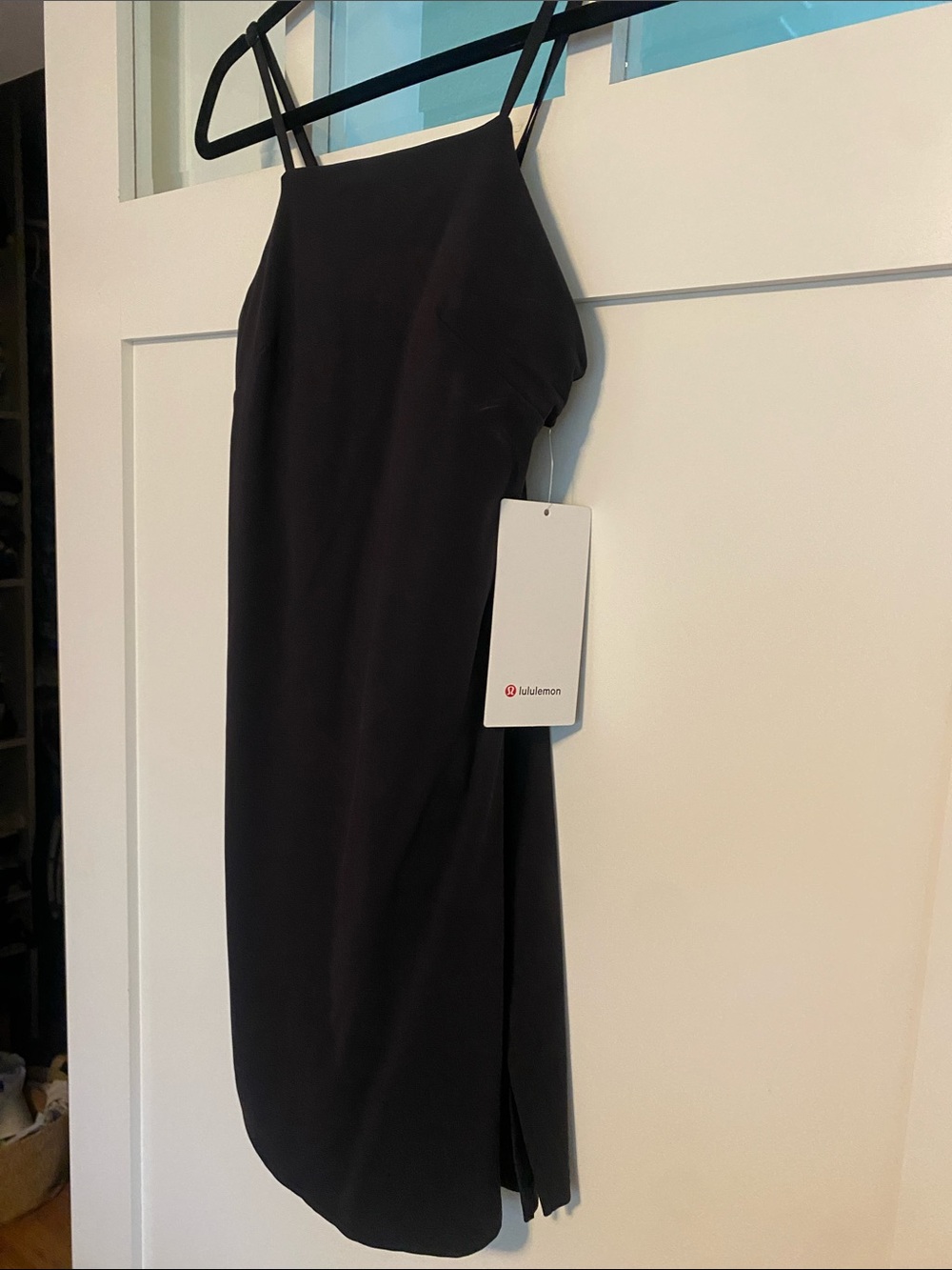 Lululemon NEW athletica Black Spaghetti-Strap Mini Dress with built in shorts - Picture 2 of 4